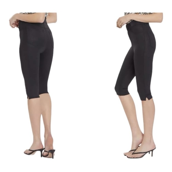 NYDJ Longline Sclupt-Her Side Slit Jet Black Lift Tuck Technology Shorts Pants - Picture 10 of 15